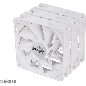 Akasa Wentylator ventilátor Viper, Baltas ventilator 12cm, 120x120x25mm, HDB, 4 pin PWM, 3ks (120 mm, 3 x), PC ventilator, Wit