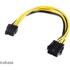 Akasa - 12V ATX 8-pins naar 6+2 pins PCIe Kabel - Zwart - 20 cm