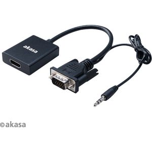 Akasa VGA to HDMI with Audio & USB Cable for power, 1080p@60Hz, 20cm, *VGAM, *HDMIF, *3,5MMM, *USB