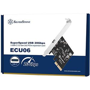 Silverstone SST-ECU06 PCIe hostkaart USB 3.2 SuperSpeed Type-C 2x2 20 Gbps, overdrachtssnelheid tot 32 GT/s