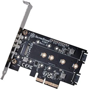 Silverstone SST-ECM27 NVMe adapterkaart, 1 slot en 2 sleuven SATA M.2 SSD op PCI-E x4