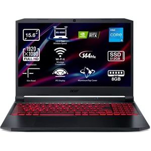 Acer Nitro 5 AN515-57 Gaming Laptop 15,6 inch Full HD (Intel Core i5-11400H, 8GB RAM, 512GB SSD, NVIDIA GeForce RTX 3050-4GB, zonder besturingssysteem) zwart - Spaans QWERTY-toetsenbord