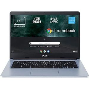 Acer Chromebook 314 CB314-1H-C15P Notebook, laptop, Intel Celeron N4020 processor, 4 GB DDR4 RAM, 64 GB eMMC, 14 inch IPS FHD LED LCD, Intel UHD grafische kaart, ChromeOS, zilver (zilver)