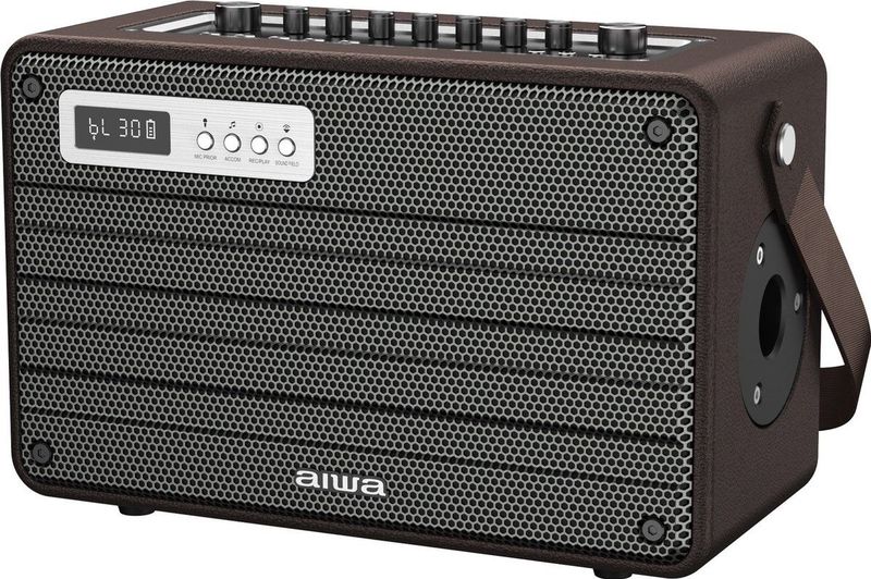 Aiwa MI-X420 - 100 Watt retro Bluetooth speaker Hi-Fi BASS ++  2 Microfoons - draagbaar bruin