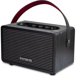 Aiwa MI-X100 Retro X Plus X Bluetooth-luidspreker (Bluetooth A2DP, Bluetooth, Bluetooth AVRCP, 40 W, hifi-audioweergave, spannend basprofiel, AUX-ingang, 60 dB, TWS), zwart