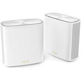 ASUS ZenWiFi XD6 wit, 2 stuks, wifi-systeem 6 AX Mesh, dual-band (2,4 GHz / 5 GHz), 5400 Mbit/s, 500 m², AiProtection Pro met levenslange TrendMicro, WAN/LAN-poorten, mobiele app