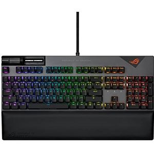 ASUS Rog Strix Flare II Mechanisch gamingtoetsenbord (8000 Hz, verwisselbare mechanische schakelaar, Rog Nx Red, PBT-toetsen, multimedia-besturing en afneembare polssteun) Spaans, zwart