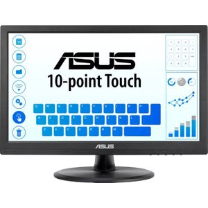 ASUS VT168HR - Ecran PC tactile 15,6"" WXGA - Tactile 10 points - Dalle TN - 16:9-1366x768-220cd/m² - HDMI et VGA - Filtres de lumière bleue - Flicker Free - VESA 75x75mm, Noir