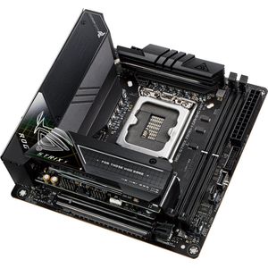 ASUSTeK Computer 90MB1910-M0EAY0,ASUS ROG Strix Z690-I Gaming WiFi Intel LGA 1700 ATX Gaming Moederbord, 10+1 Power Stages, DDR5, PCIe 5.0, WiFi 6E, 2,5 Gb LAN, twee M.2 met M.2 koellichaam, ROG voorpaneel SATA-kaart en Aura Sync