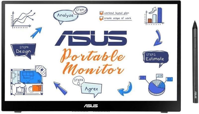ASUS MB14AHD computer monitor 35,6 cm (14") 1920 x 1080 Pixels Full HD LCD Touchscreen Zwart