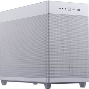 ASUS Prime AP201, MicroATX-behuizing, 33 liter, tool-free zijwanden en een bijna filterbaar mesh, 360 mm koellichaamshouder, tot 338 mm lange grafische kaarten en standaard ATX-voeding. Wit