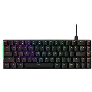 ASUS ROG Falchion Ace 65% compact RGB mechanisch gamingtoetsenbord, ROG NX gesmeerd en gestabiliseerd netwerk, geluidsdempend schuim, ABS-toetsen, KVM-aansluiting, drie hoeken, afdekking, zwart