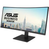 ASUS Business VA34VCPSN 34 inch UWQHD Curved Monitor, VA Panel 21:9-3440 x 1440-100Hz, frameloos, ergonomisch, DisplayPort, HDMI, USB-hub, RJ45, 65W USB-C, luidspreker, zwart