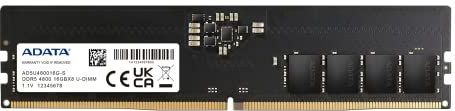 ADATA Premier, 16 GB, DDR5, 4800 MHz (PC5-38400), CL40, 1,1 V, ECC, DIMM Memory, AD5U480016G-S, Schwarz