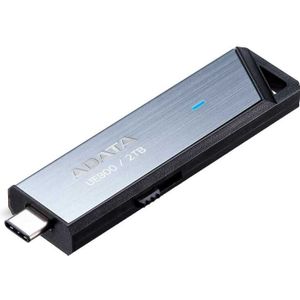 Adata UE800 2 TB (aluminium (geborsteld), USB-C 3.2 (10 Gbit/s)) (2000 GB, USB C), USB-stick, Zilver