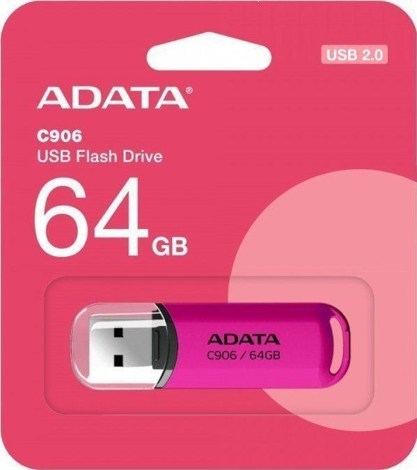 ADATA - C906 - USB-flashdrive - 64 GB - Roze - Ondersteunt USB 2.0