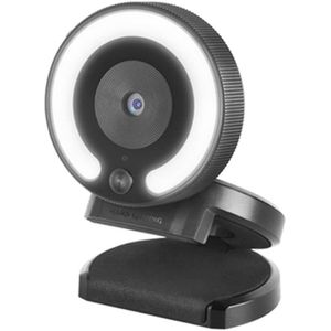 MARSGAMING MWPRO Zwart, Full HD webcam, 90º optiek, verlichtingsring, microfoon HQ