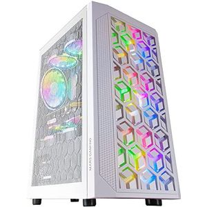 Mars Gaming Boitier Mini Tour Micro ATX MCMesh RGB met vitrage (Blanc) (mATX, Mini-ITX), PC-behuizing, Wit