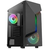 AEROCOOL SCAPEBKV3, Gaming-behuizing, ATX, RGB LED-front, Gehard Glas, 3 x ARGB-Ventilator, Zwart