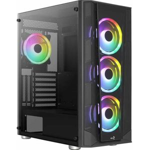 AeroCool Prisma FRGB Midi toren, gehard glas (ATX), PC-behuizing, Zwart