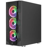 Aerocool - PRISMBKV3 - ATX PC Behuizing - Zwart - 4 ARGB Ventilatoren - Gehard Glas