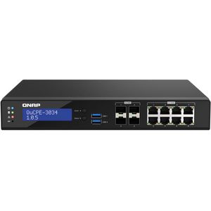 QNAP - QuCPE-3034 - Netwerkschakelaar - Zwart - Intel Atom C3758R - 8x2,5GbE RJ45 en 4x10GbE SFP+