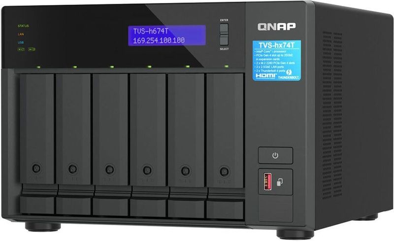QNAP TVS-H674T-I5-32G data-opslag-server NAS Tower Intel® Core™ i5 i5-12400 32 GB DDR4 HDD QNAP QTS Zwart