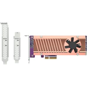 QNAP QM2-2P-344A - QM2-kaart - Bruin, Grijs - PCIe 3.0 - Actieve Koeling