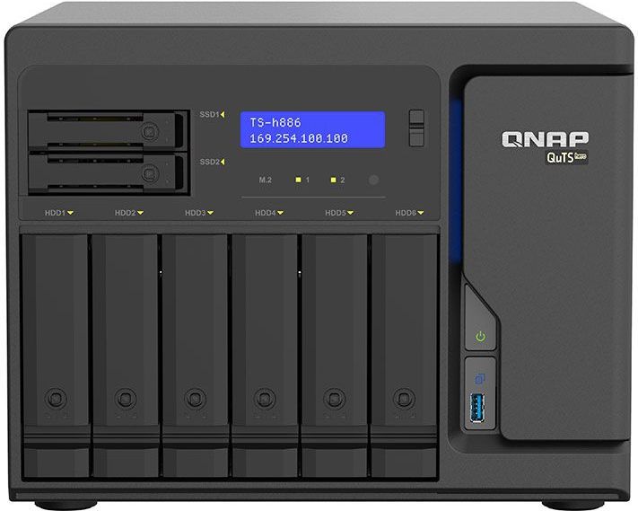 Qnap - TS-h886 NAS - Zwart - Intel® Xeon® D - 4 x 2.5GbE-poorten