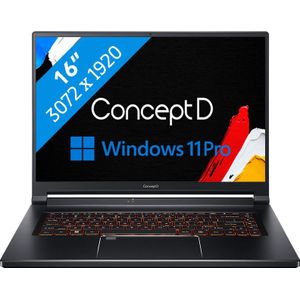 Acer ConceptD 5 CN516-73G-73ET Laptop 40,6 cm (16") WQXGA Intel® Core��™ i7 i7-12700H 32 GB LPDDR5-SDRAM 2 TB SSD NVIDIA GeForce RTX 3070 Ti Wi-Fi 6E (802.11ax) Windows 11 Pro Zwart