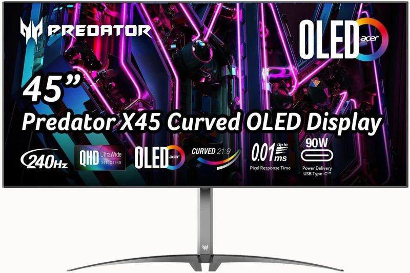Acer Predator X45bmiiphuzx - 4K Gaming Monitor - OLED - 100 Hz - 0,3 ms - 45 inch