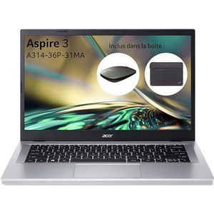 Acer Aspire 3 A314-36P-31MA, laptop 14 inch Full HD IPS, laptop (Intel Core i3-N305, 8 GB RAM, 512 GB SSD, Intel UHD Graphics, Windows 11), laptop grijs, AZERTY-toetsenbord (Frans)