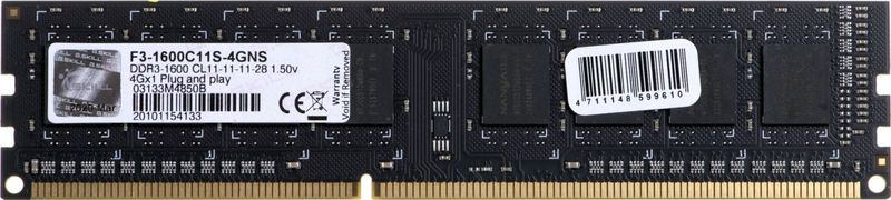 G.Skill - Value - RAM Geheugen - 4GB - DDR3 - 1600MHz - 240-pin DIMM