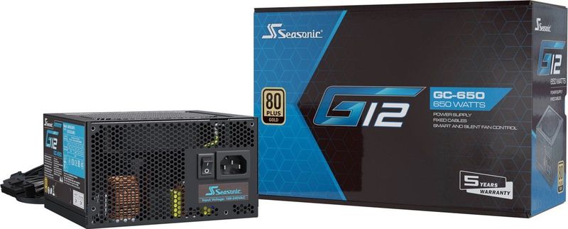 Seasonic - G12 GC-650 - PC-voeding - Zwart - 650 W - 80 PLUS Gold