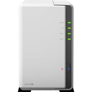 Synology DS220j 8TB 2 Bay Desktop NAS-oplossing | Geïnstalleerd met 2 x 4 TB Seagate IronWolf drives