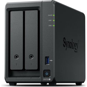 Synology - DiskStation DS725+ - NAS - Zwart - AMD Ryzen R1600 - 4 GB DDR4-RAM