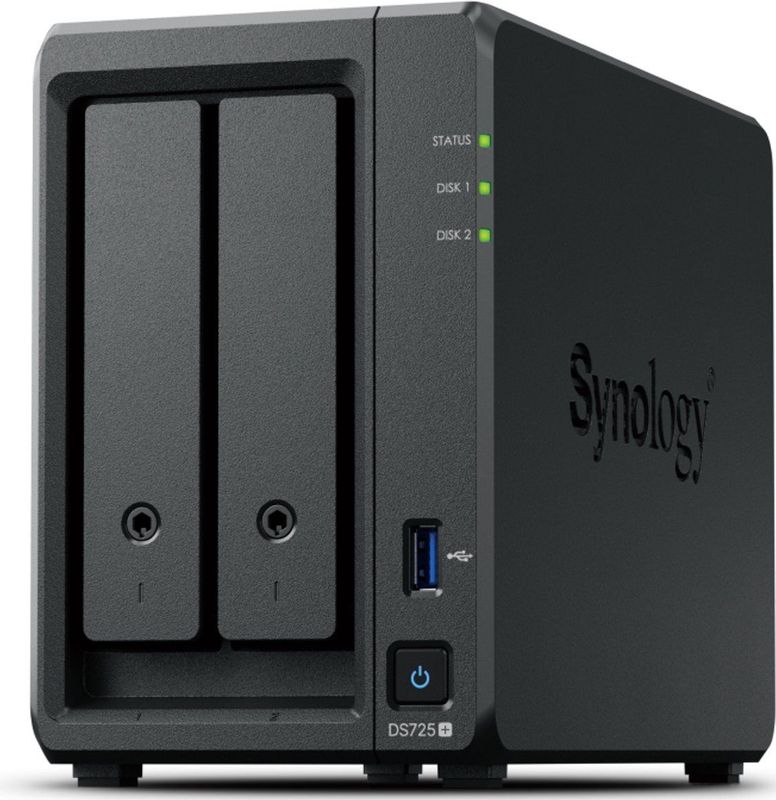 Synology - DiskStation DS725+ - NAS - Zwart - AMD Ryzen R1600 - 4 GB DDR4-RAM