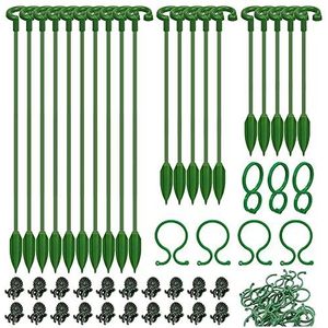 YYWE 60Pcs Plant Supports Set - 20 Pack Flower Plant Stakes Sticks (3 Sizes), 20 Plant Support Clips and 20 Clips
