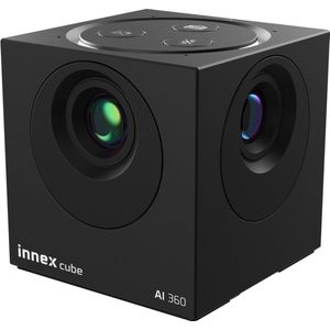 Innex Cube 4K KI-aangedreven 360° conferentiecamera, dubbele microfoon, ultrabrede hoek lens, AI automatische focus, flexibele kijkhoek, 5 modi, met afstandsbediening, voor zoom/teams/Webex