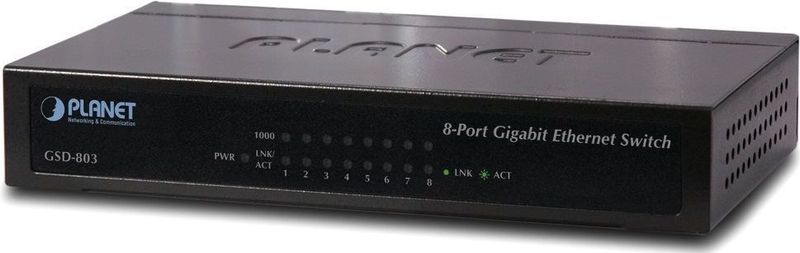 PLANET - GSD803 - 8-Port Switch - 10/100/1000Mbps - Metal Case