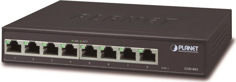 PLANET - GSD-805 - 8-Port 1000Base-T Desktop Gigabit Switch - Intern Voeding