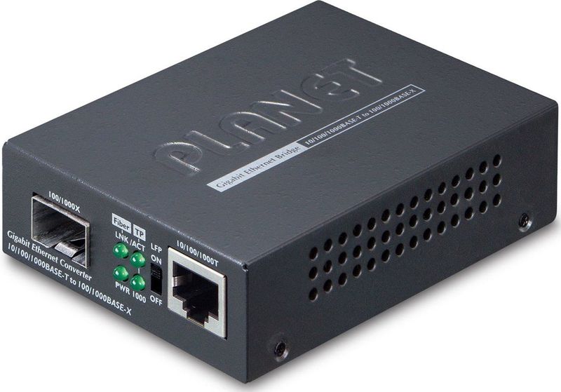 Planet - GT-805A - Media Converter - Ondersteunt 10Base-T, 100Base-TX, 1000Base-T en 1000Base-SX/LX