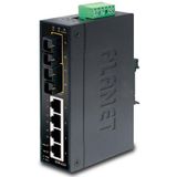 PLANET industriële Fast Ethernet Switch 4-Port RJ45 2-Port Gigabit Combo IP30