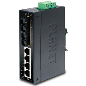 PLANET industriële Fast Ethernet Switch 4-Port RJ45 2-Port Gigabit Combo IP30
