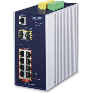 Planet - 8-Port Ind.SFP Managed Switch - Wit/Zwart - IP30 Behuizing