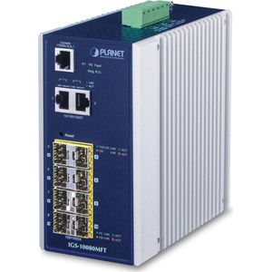 Planet - 100/1000X SFP+ 2-Port Managed Switch - Zwart - IP30 Behuizing