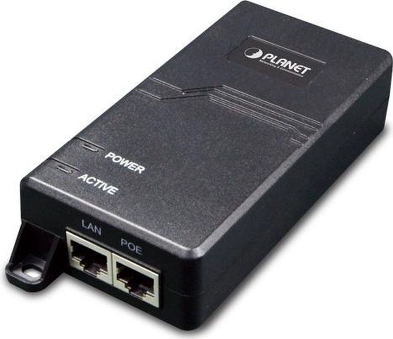 PLANET POE-163 - PoE Adapter - Zwart - Kunststof - 53 V