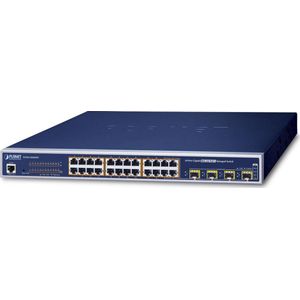 Planet - WGSW-24040HP4 - Netwerkschakelaar - Zwart - 24 Poorten - 4 SFP
