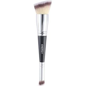 ENERGY big-n-small 2-in-1 schuine platte foundationborstel, concealer-borstel, make-upborstel voor vloeistof, crème, poedermake-up