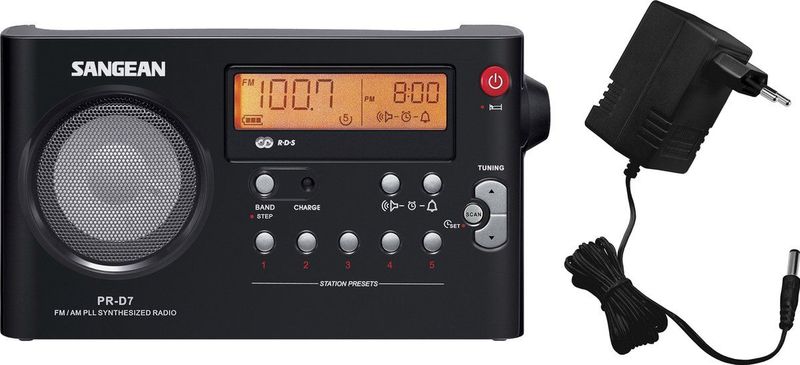 Sangean - PR-D7 - Draagbare Radio - Zwart - FM/MW-tuner - Hoofdtelefoonaansluiting